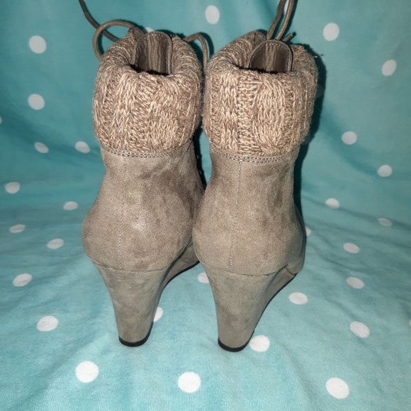Brown-Gray Charlotte Russe Heeled Booties - Picture 2 of 3